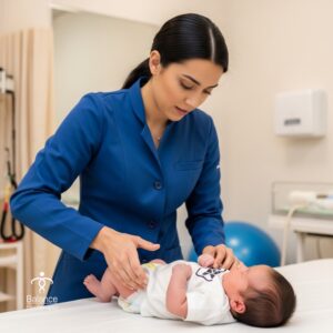 Cabeça do bebê diferente de um lado